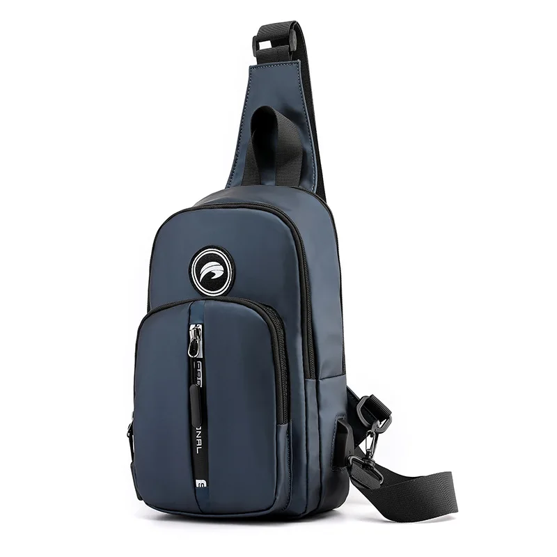 Новые мужские модные тренды нейлоновые нагрудные сумки зарядка через usb повседневные военные через плечо рюкзак мужской Рюкзак Слинг Сумка - Цвет: Blue