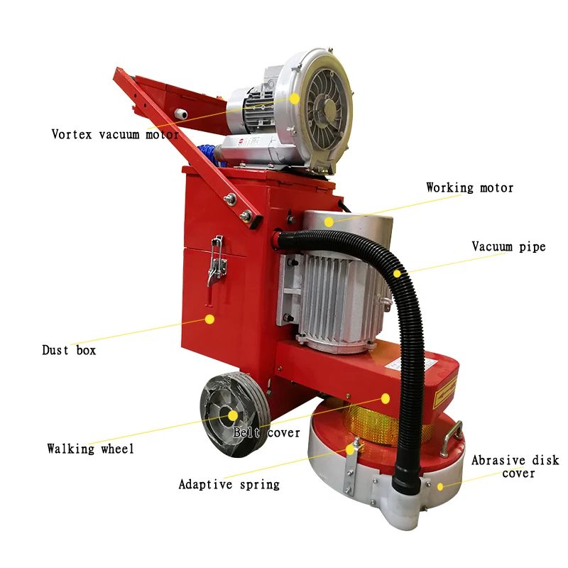 350 Small Floor Grinding Machine 380V Concrete Floor Grinder Polisher Vacuuming Grinding Machine Adjustable Grinding Depth