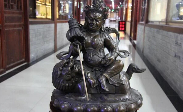 

Collectible bronze lion statue S1156 16 Tibet Classic Pure Copper Bronze Buddhism Jambhala Vaishravana Buddha Statue (B0328)