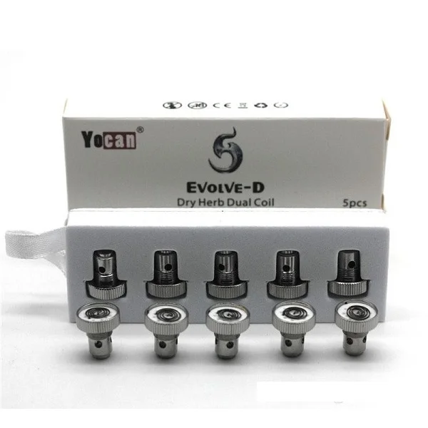 

Original Yocan Evolve D Dual Coil Head Herbal Coil Replacement Coil for Yocan Atomizer Yocan D Starter Kit E Cigarette Kit 10pcs