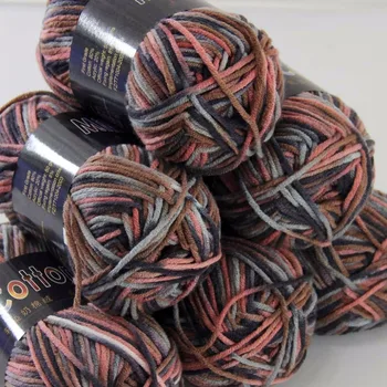 

Sale 6ballsx50g Soft Cotton Baby Yarn New Hand-dyed Wool Socks Scarf Knitting yarn Dark Mixed color 2075-23-6