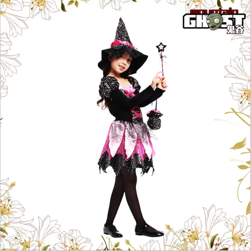 Witch Costume Fancy Children Halloween Children's Halloween Witch Costume Girls Free Shipping