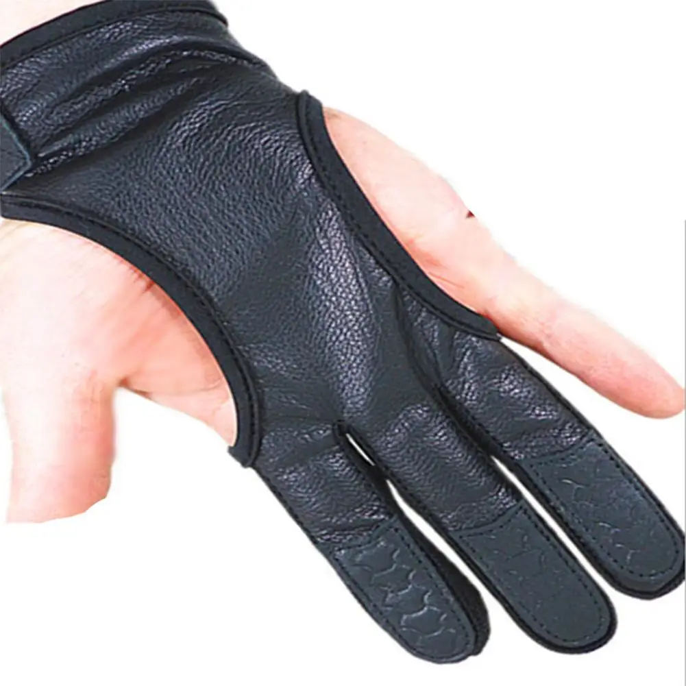 

Mounchain one piece Professional Bow Shooting Leather 3-Fingered Gloves Protective Hand Guard for hunting