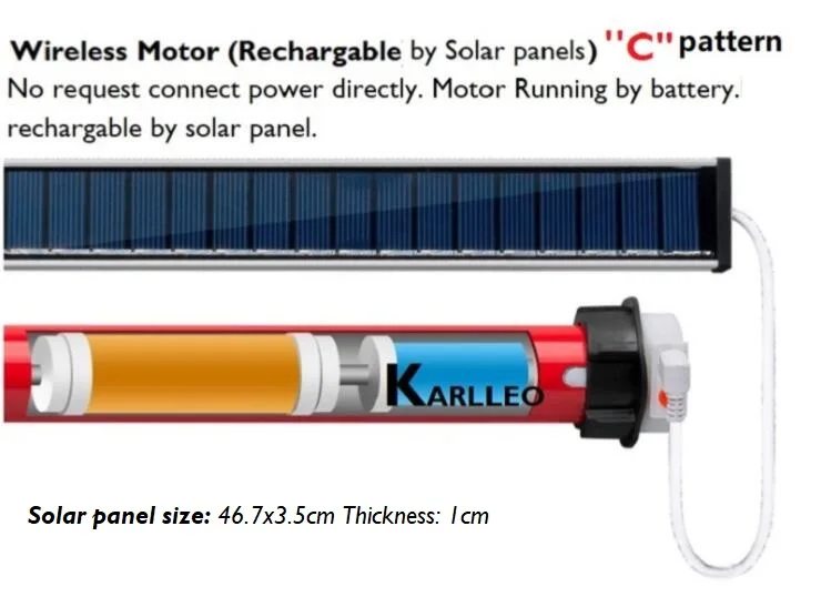 Солнечные панели аккумуляторные моторизованные системы для ZEBRA солнцезащитный крем затемненные SHANGRILA рулонные шторы(трубка 38 мм, 1,5 дюйма - Цвет: C-wireless motor