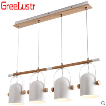 

Wood+Iron Nordic Chandelier Pendants Angel Adjustable Suspended Lighting 1/3/4 heads Metal Lampshade for Kitchen Lighting Lustre