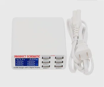 

Colaier USB Charger Portable Multi USB Port Rapid Charger 6 Port USB Socket Fast Charger with LCD Display for Smart Mobile Phone