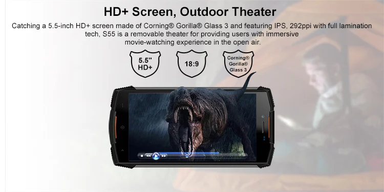 DOOGEE S55 6GB RAM 64GB ROM MTK6750T 1.5GHz Octa Core 5.5 Inch IPS Corning Gorilla Glass 3 Screen IP68 Waterproof Dual Camera Android 8.0 4G LTE Smartphone