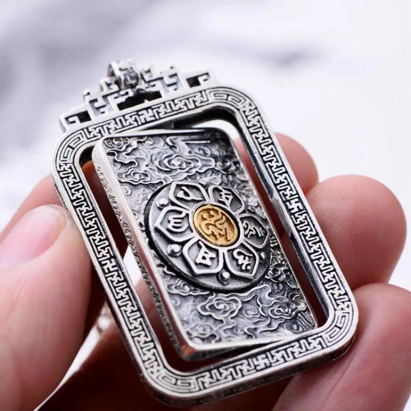 MAYONE 925 пробы Серебряная фотосессия вращающаяся Мужская тайская мантра талисман