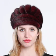 Для женщин Для мужчин осень-зима леди настоящая норка головные уборы для мужчин и женщин Женский козырек теплые из натуральной норки кепки-бейсболки