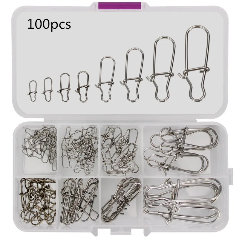 

100pcs Stainless Steel Fishing Connector Pin Bearing Rolling Swivel Snap Pins Fishhook Lure Sea Fishing Tackle Accessories