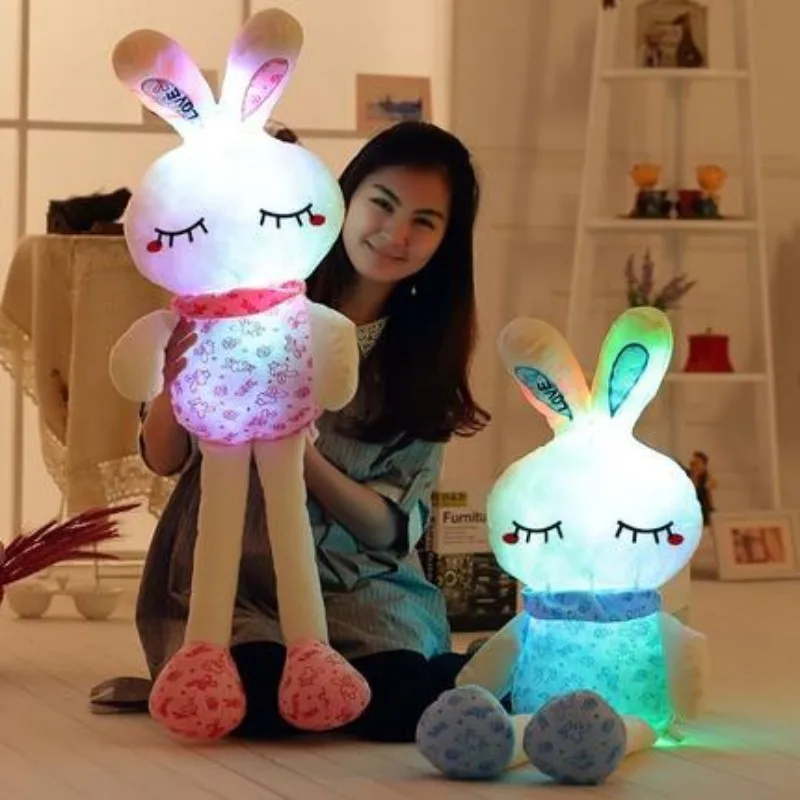 75CM Led Luminous Glowing Toy Light Up Plush Rabbit Doll Christmas New Year Birthday Gift For Kid Girlfriend Child WJ447