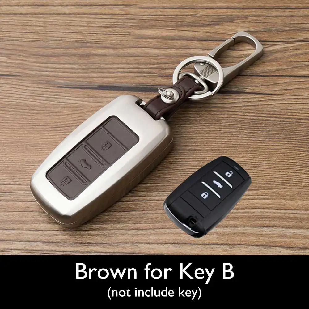 Цинковый сплав+ кожаный чехол для ключей автомобиля для Changan eado CS35 Raeton CS15 V3 V5 V7 брелок с дистанционным управлением Брелок оболочка защитная сумка - Название цвета: Brown for Key B