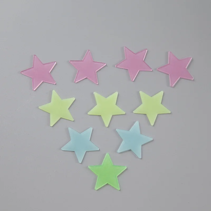 LoveCCD 100pcs/Bag 3D Stars Glow In Dark Luminous Fluorescent plastic Sticker Light-emitting DIY fluorescent stickers J17#2