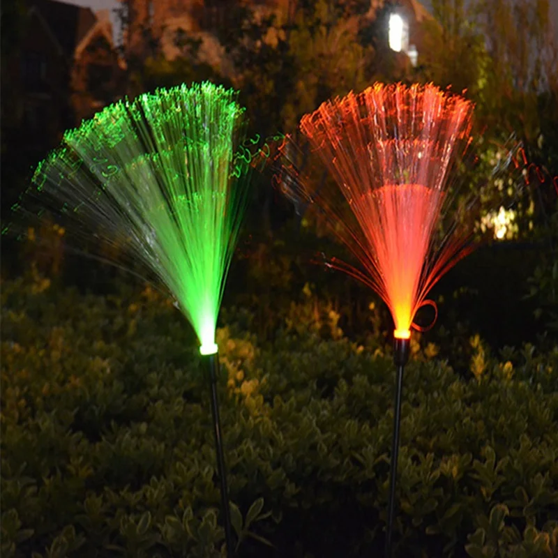 2 шт. волоконно-оптический красочный меняющийся водонепроницаемый садовый светильник светодиодный солнечный свет наружное освещение Рождественская лампа