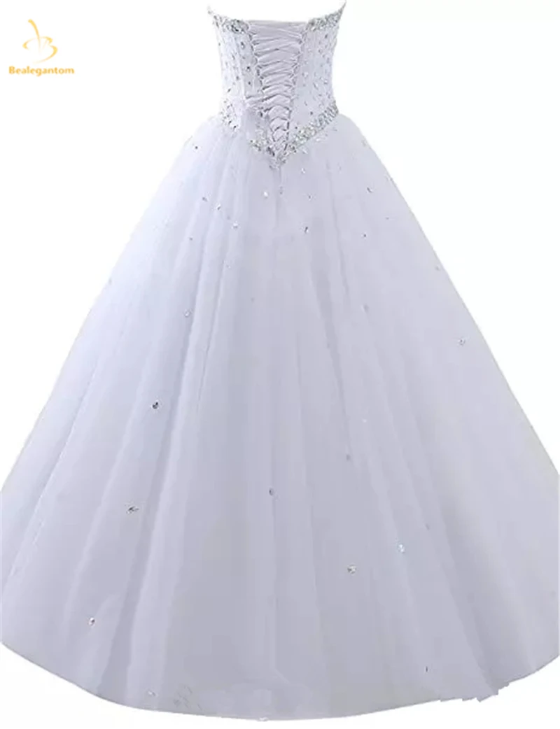 Bealegantom Белое Бальное бальное платье Бальные платья с бисером на шнуровке Пышное красивое 16 платье Vestidos De 15 Anos QA1549