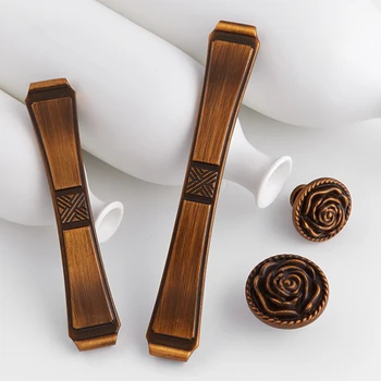 

High Quality 2PCS European Solid Kitchen Door Furniture Handles Retro Cupboard Drawer Wardrobe Cabinet Pulls Handles and Knobs