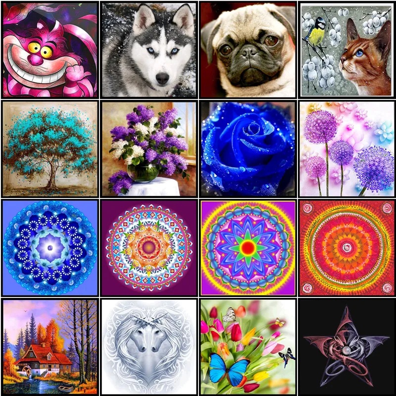 5D полная круглая Алмазная картина с животными, котами, Волками, собаками, цветочными растениями, Алмазная мозаика, сделай сам, алмазная вышивка