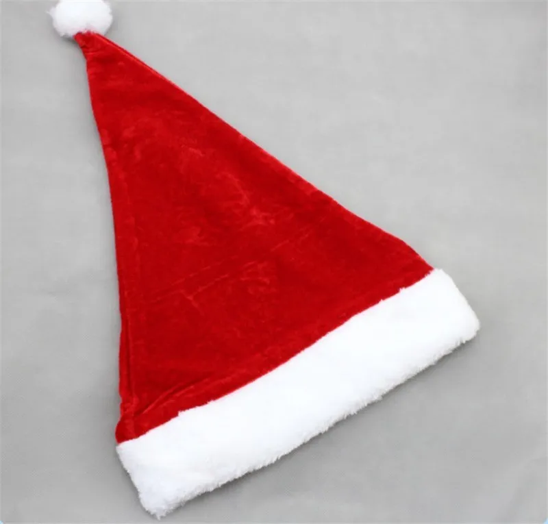 

1Pcs Top Grade Plush Short New Super Soft Adult Christmas Hats Santa Hats Children Cap For Christmas Party Props Free Shipping