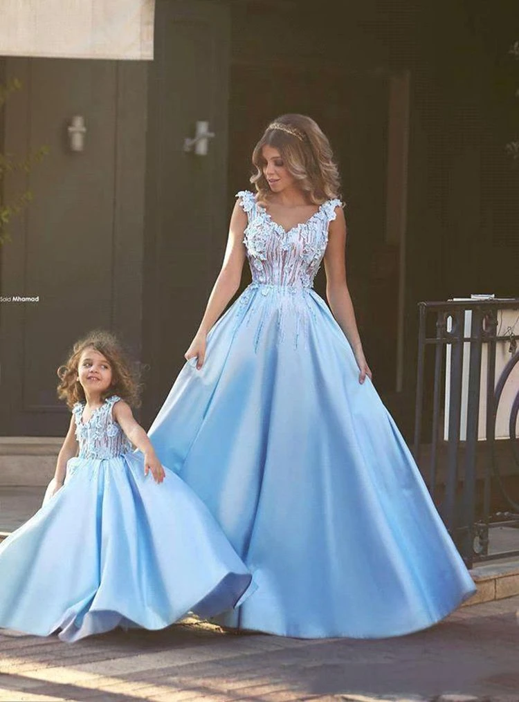 Одинаковая одежда для мамы и дочки; вечерние платья для мамы и дочки; торжественное свадебное платье; одинаковые элегантные платья для мамы