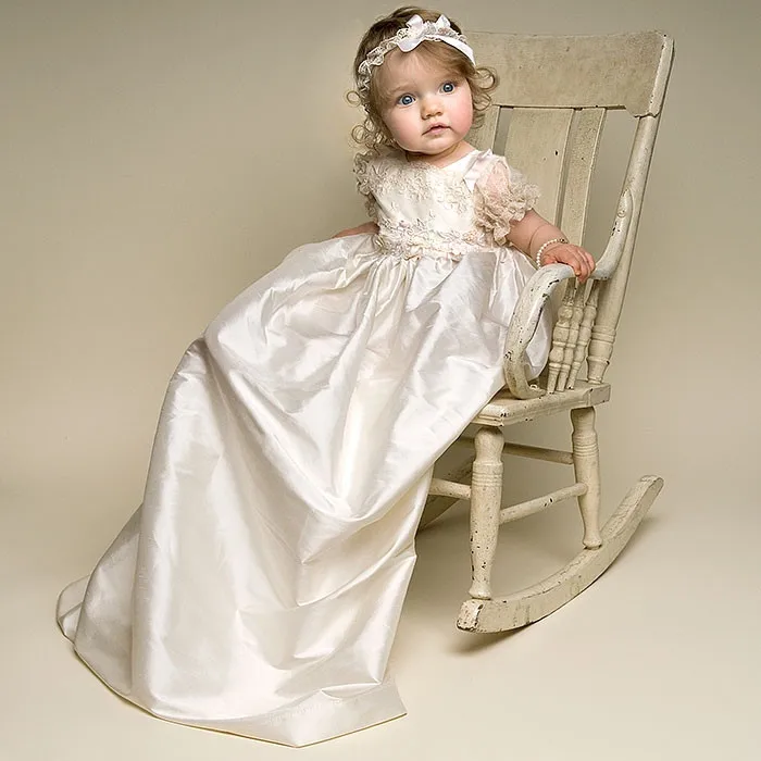 Cute Infant Lace Long Custom Made Baby Girls Newborn Baptism Rope Christening Dress blessing Gown With Bonnet