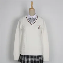 Японская школьная форма, парные пуловеры для поклонников мужчин и женщин, с длинным рукавом, с вышивкой медведя, свитера в британском стиле, тонкая трикотажная одежда
