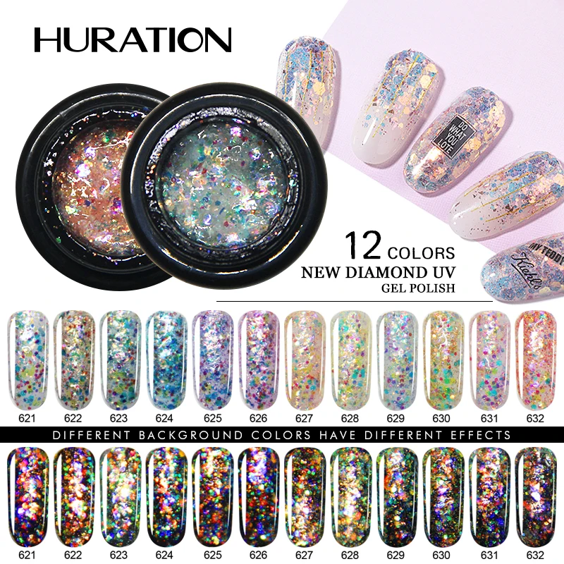 

Flash 3D Diamond Glitter Nail Art Gold Foil Semi Permanent Lucky Nail Gel Polish Soak Off UV Led Gel Varnish Hybrid Gel Lacquer