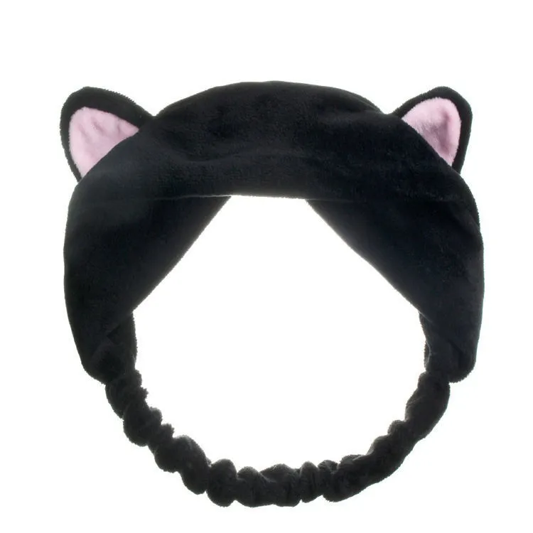 Повязка на голову с кошачьими ушками, повязка на голову, повязки на голову, вечерние, подарок, головной убор, украшение, брелок, аксессуары для волос - Цвет: Черный