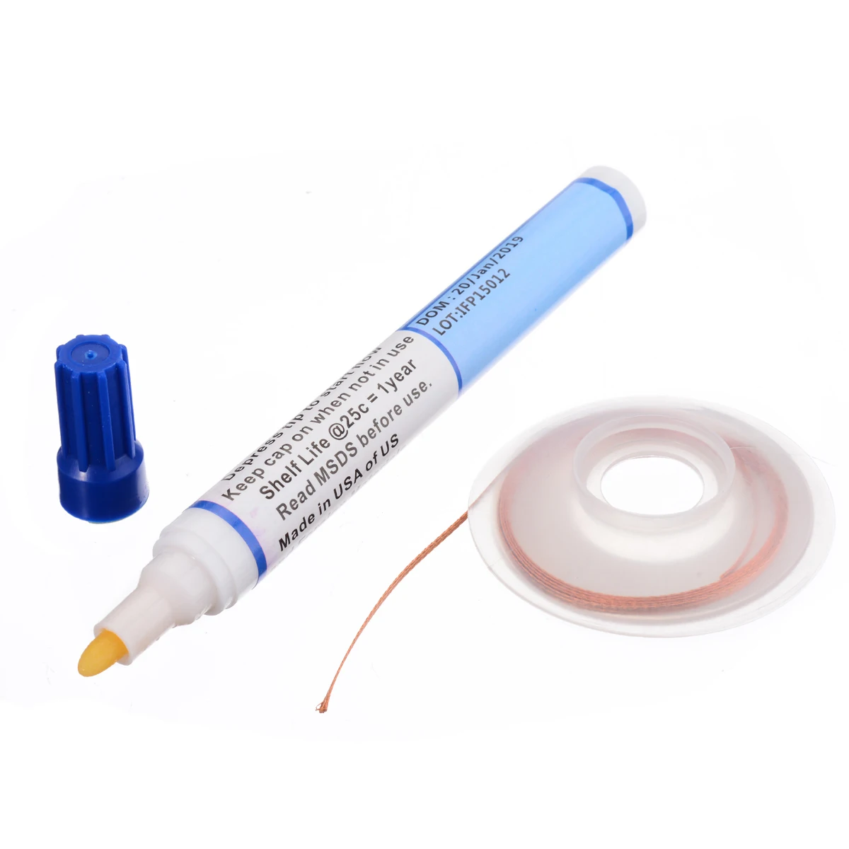 

1pc Flux Pen & 2mm Desoldering Braid Wick Solder Remover No Residue Rosin Flux for Reworking SMT SMD Through Hole