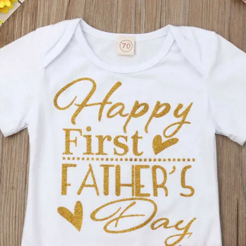 Эксклюзивная Одежда для девочек топ новорожденных с надписью Happy First Father's/Mother Day
