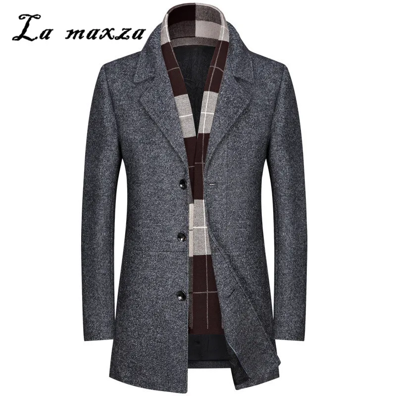 

Winter 2019 Fashion Turn-down Collar Slim Overcoat Smart Casual Single Breasted Coat for Men