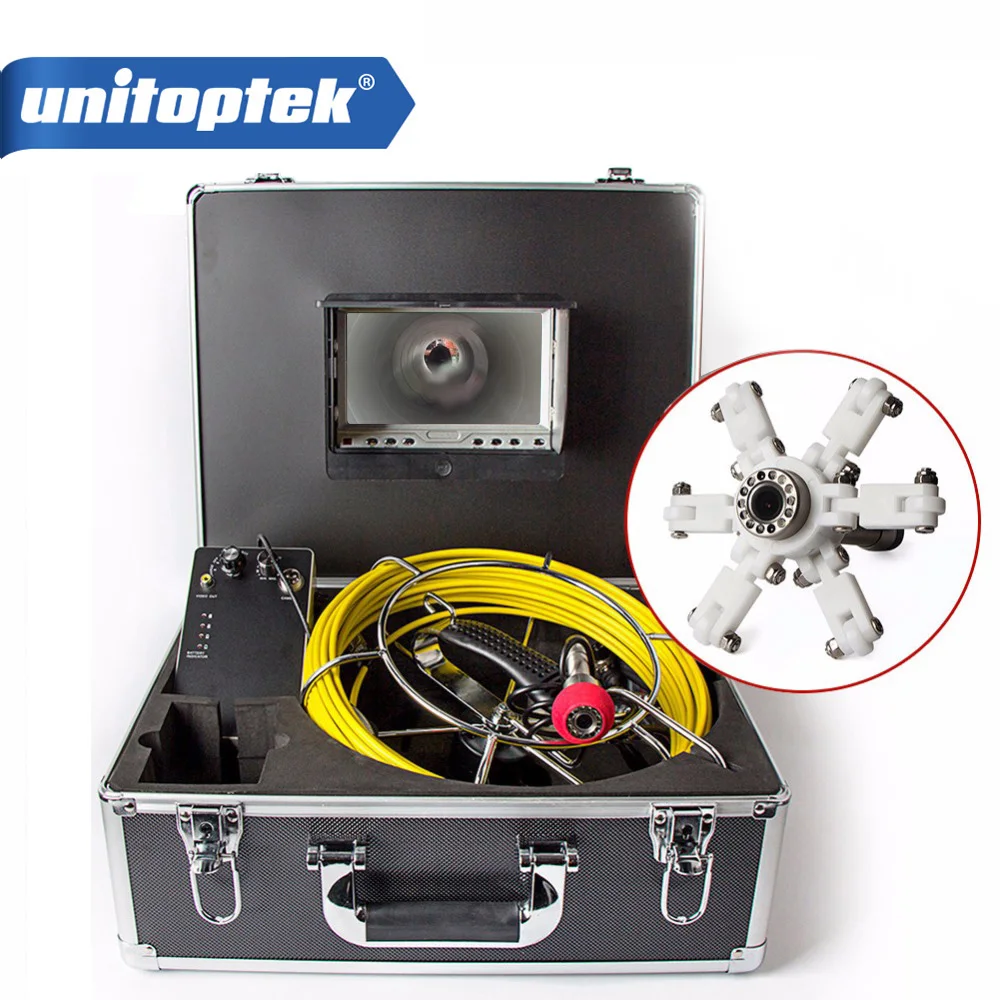 30M 98FT IP68 Waterproof Drain Pipe Sewer Inspection Camera 7/" LCD 1000 TVL Cam