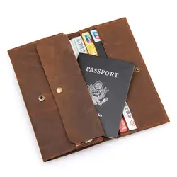 Men Cowhide Leather Wallet Travel Passport Cover Genuine Credit Card Holder Id Holders Functional Cartes Houders Ticket Storage