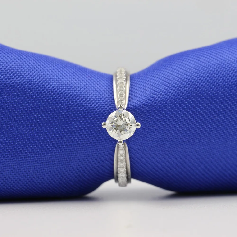 LASAMERO 0.467CT H/SI круглое кольцо с натуральным бриллиантом для женщин 18 k Белое Золото сертифицированное обручальное кольцо подарок