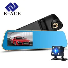 E-ACE Car Dvr Rearview Camera Mirror Auto Dashcam Video Recorder Automobile Full HD1080P Camcorder Dual Camera Lens Registrator