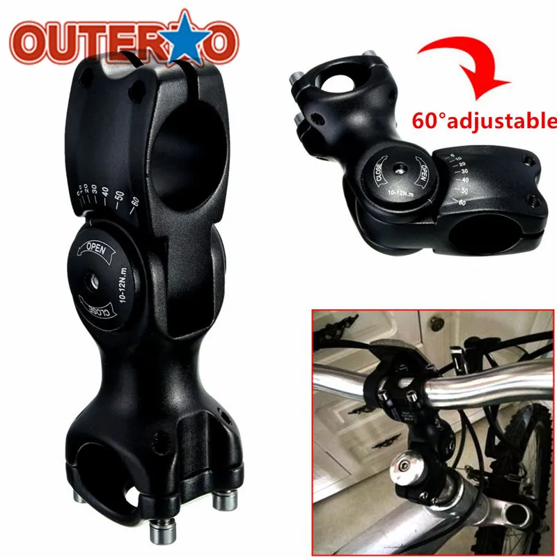 OUTERDO 1pc Adjustable Angle Stem Riser 60 Degree Handlebar Aluminum Alloy Aheadset Stem for