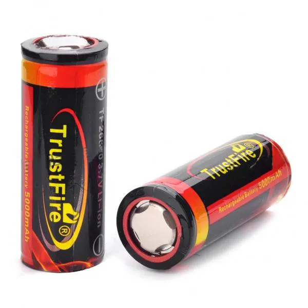 

Original Protected TrustFire 26650 3.7v 5000mah batteira with PCB Rechargeable Li-ion Batteries trustfire 26650 battery range