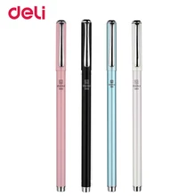 Deli Gel Pen 0.5mm metal ballpoint gel pen for school writing supply quality black blue red refill kawaii office business gift цена Deli Gel Pen 0.5mm metal ballpoint gel pen for school writing supply quality black blue red refill kawaii office business gift цены онлайн