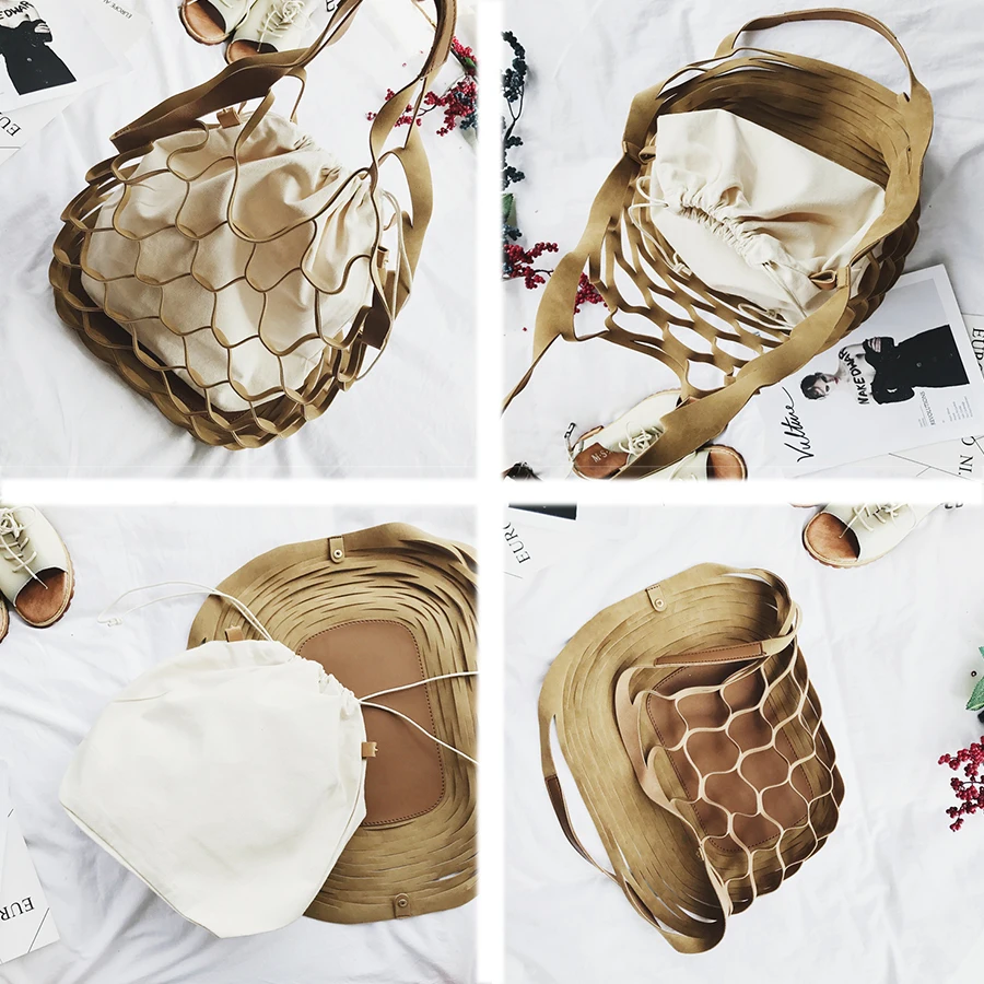 Hollow Out Mesh Design Women Handbag Canvas String Composite Bags Brand PU Leather Summer Beach Bags Holiday Women Tote 2018 New Hollow Out Mesh Design Women Handbag Canvas String Composite Bags Brand PU Leather Summer Beach Bags Holiday Women Tote 2018 New