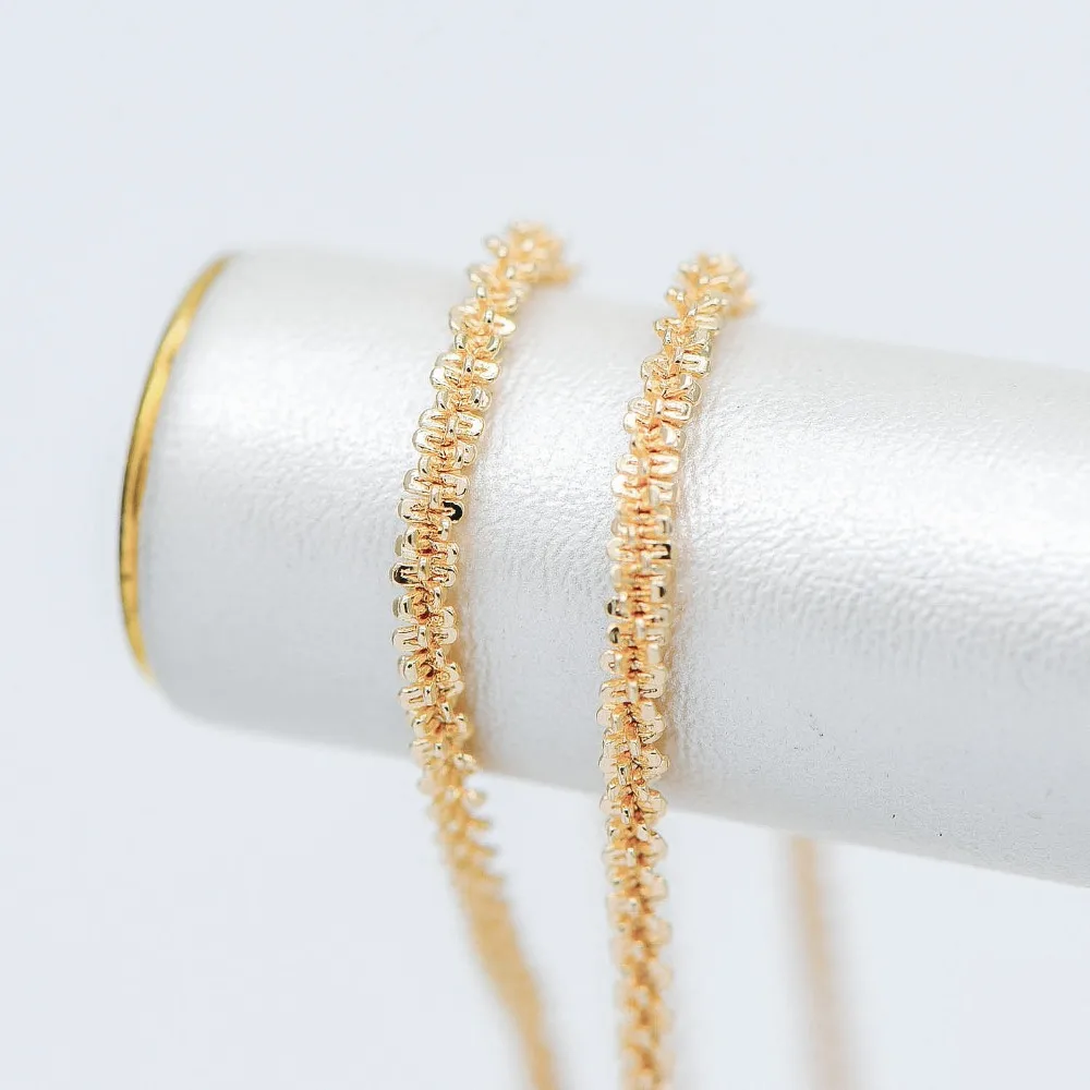 Gold plated Brass Specialty Chains 2.2mm, DIY Necklace Chain Wholesale(#LK-228-1)/ 1 Meter=3.3 ft