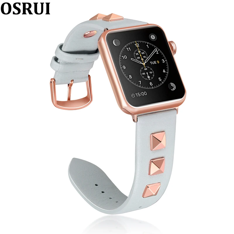Кожаный ремешок для apple watch band 4 correa 44 мм 40 мм iwatch 38 мм 42 мм серия 4 3 2 браслет с заклепками аксессуары для apple watch