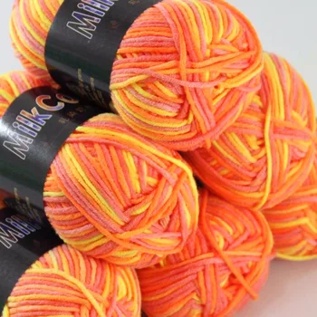 

Sale 6ballsx50g Soft Cotton Baby Yarn New Hand-dyed Wool Socks Scarf Knitting yarn Orange 2075-14-6