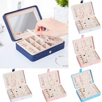 

Fashion Velvet Jewelry Earring Ring Display Storage Organizer Square Box Case