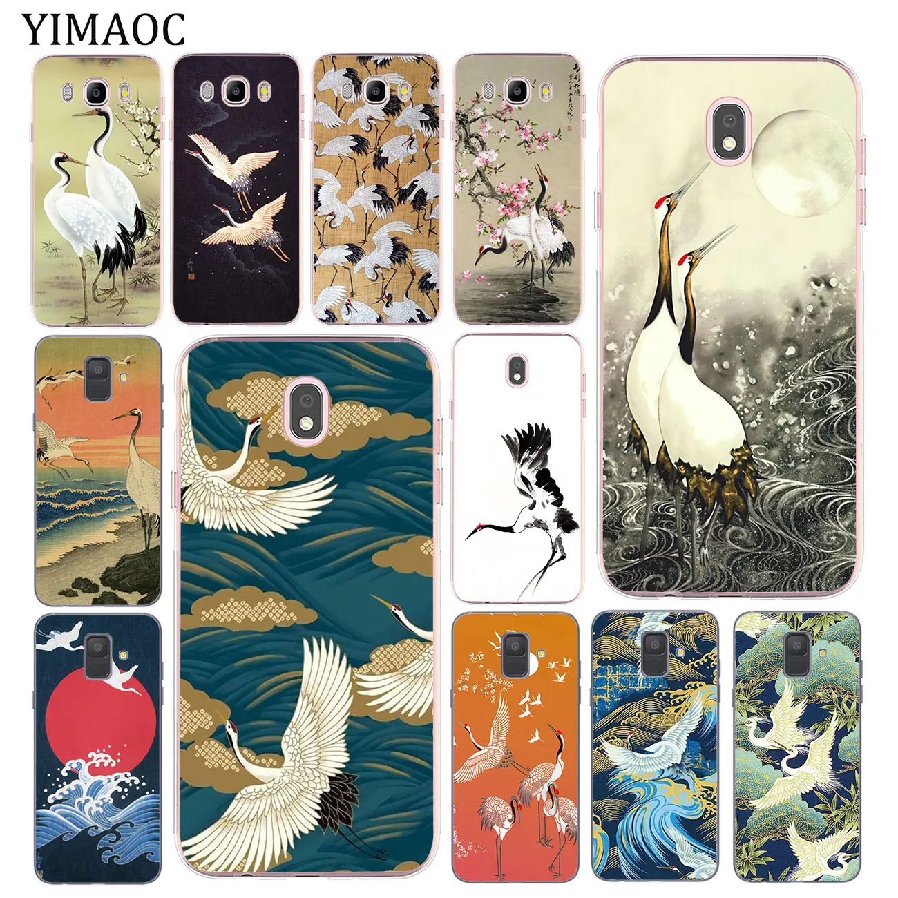 Bird Crane Soft Tpu Silicone Phone Case for Samsung Galaxy J8 J3 J4 J5 J6 J7 Duo 2017 A2 Core A5 2016 A9 A8 A7 A6 Plus 2018 | Мобильные