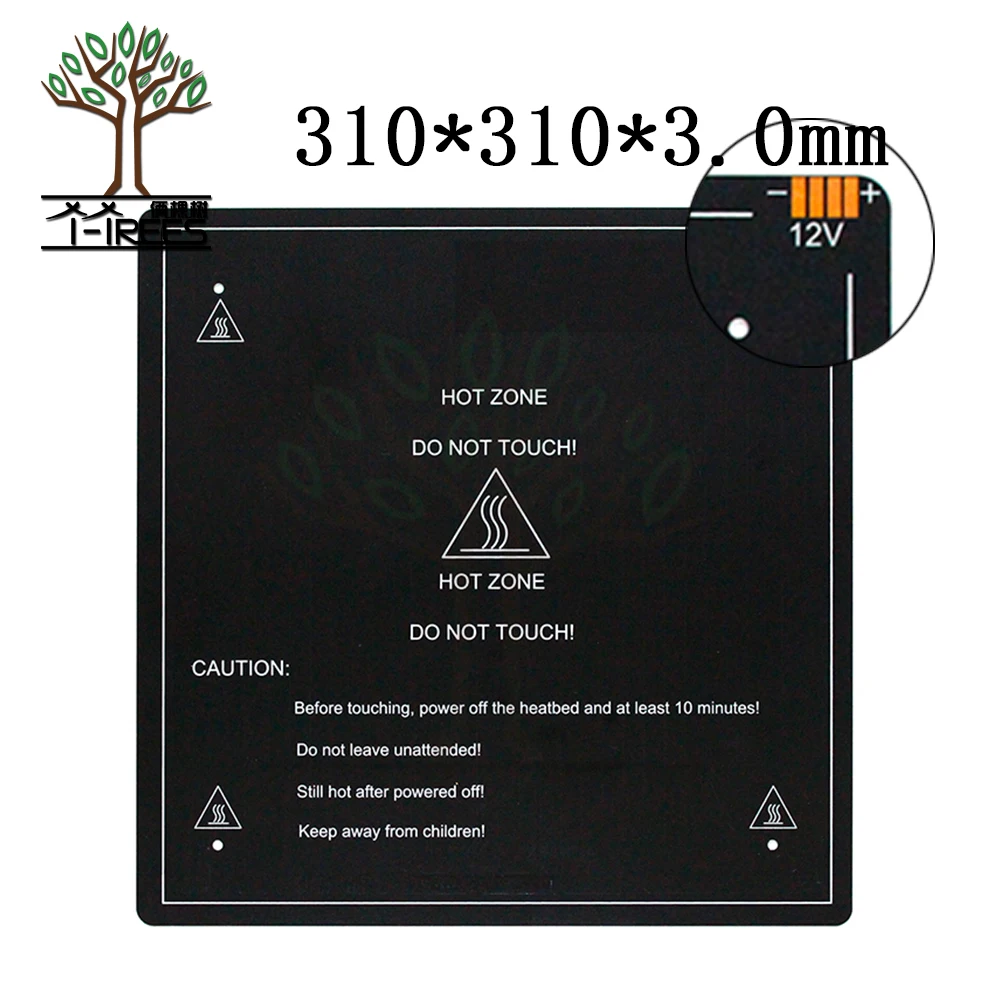 Goedkoop 300*300*3.0mm 3D Printer Onderdelen 1 stks zwart MK3 broeinest nieuwste Aluminium verwarmd bed voor Hot bed Ondersteuning 12 v 310*310*3.0mm 12 v 24 v