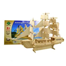 Modelo de Barco de Madeira 3D DIY Enigma De Madeira Navio Veleiro Modelo Kit de Construção Woodcraft Enigma Educacional Toy Hobbies Crianças