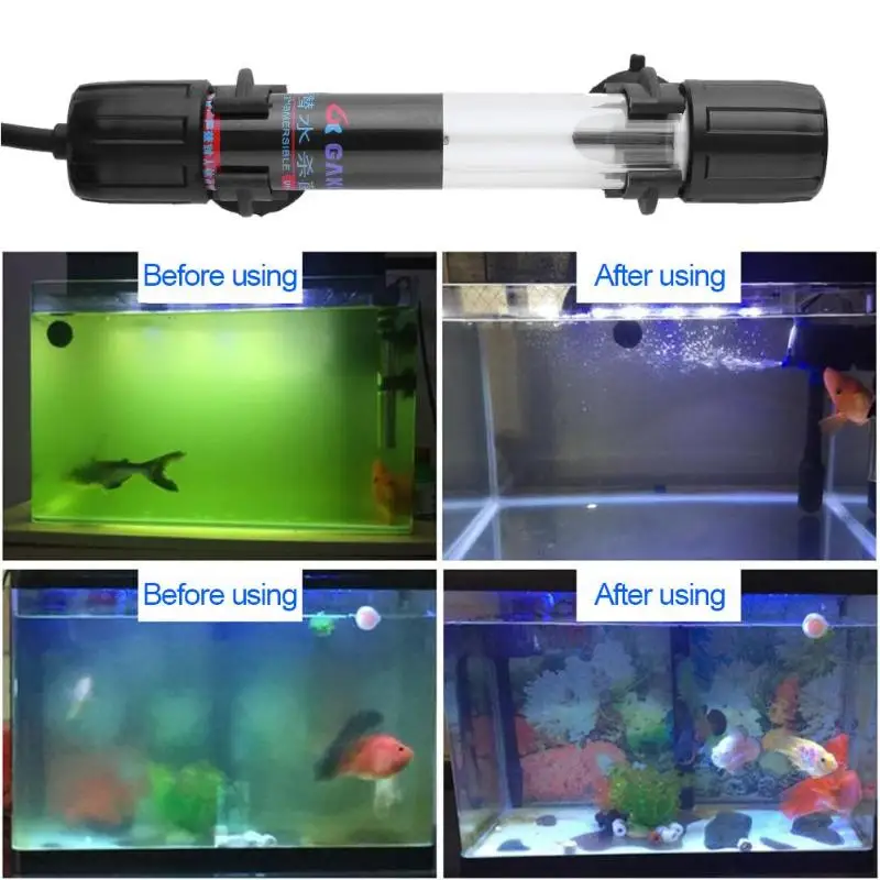 

AC 110-240V 6W Fish Tank UV Germicidal Light IP68 Quartz Tube Aquarium Sterilizing Lamp for Fish Tank Swimming Pool Fish Pool