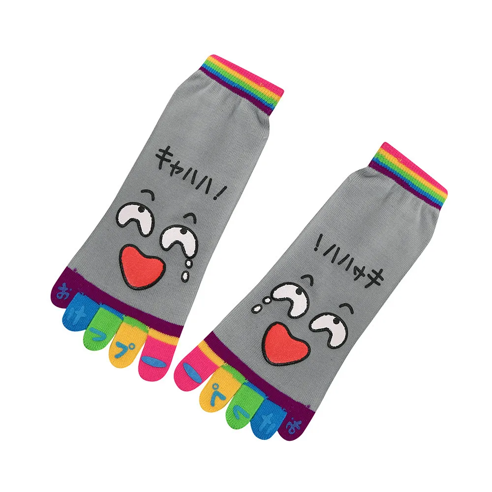 Модные женские носки с мультяшным носком для девочек пятью пальцами хлопковые