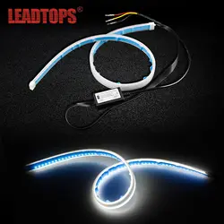 LEADTOPS 2 шт. Гибкая DRL и указатель поворота автомобиля светодио дный днем ходовые огни модификация автомобиля лампы Светодиодные ленты