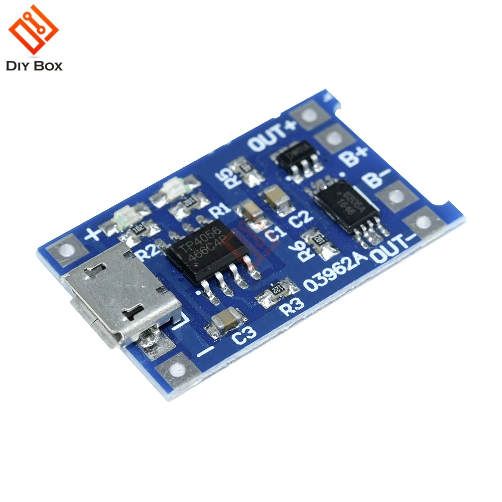 

DC 5V 1A 18650 Lithium Battery Charger Module Linear Charging Board Panel Short Circuit Protection Micro USB DIY TP4056 LED