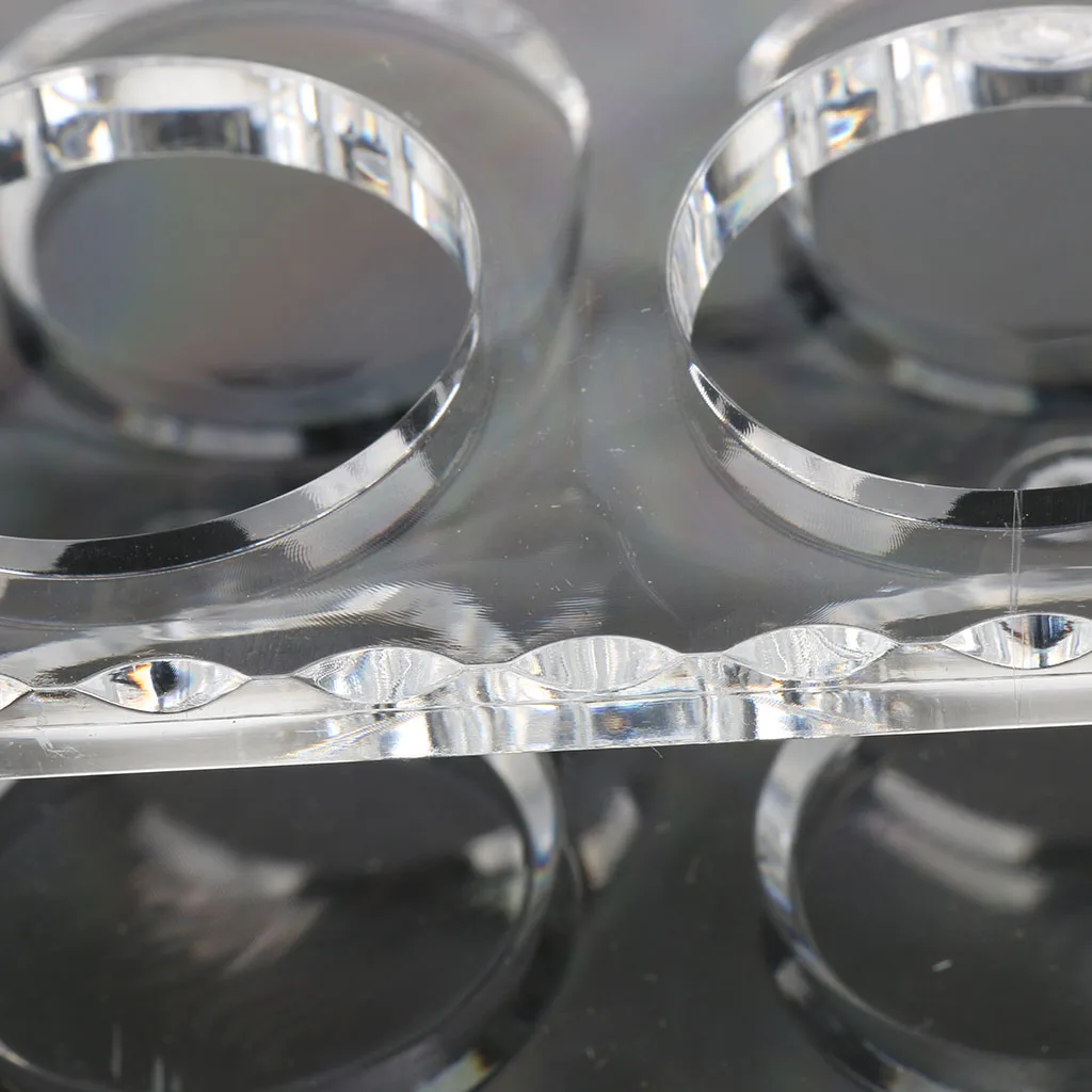 6-Hole Clear Acrylic Shot Glass Holder Rack Barware Whisky Cup Serving Tray Shock Resistant and Wear Resistant